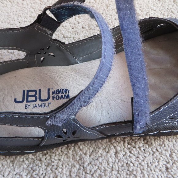 JBU By Jambu Shoes Womens 8M Wildflower Mary Jane Blue Floral Flats Velcro - Picture 9 of 11